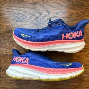 HOKA women's Blue and Pink Running Shoes size 10.5